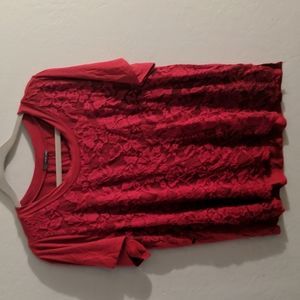 Burgandy red lace front shirt